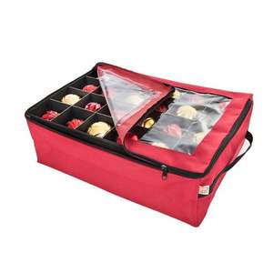 Caja de Almacenamiento para Adornos Navideños con 64 Compartimentos Ajustables y Cierre de Cremallera - Product Image 1