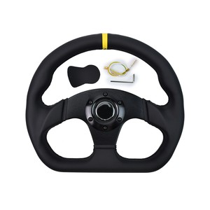 Volant de direction sport en cuir en forme de <span class=keywords><strong>D</strong></span>, à fond plat, universel JDM, pour voitures de jeu, vente en gros <span class=keywords><strong>d</strong></span>'usine - Product Image 4