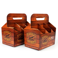 Muestra gratis de bosques impresión personalizada respetuosa con el medio ambiente 2/4/6 botellas cerveza vino caja de embalaje con asa