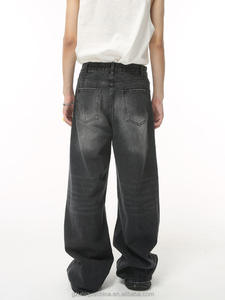 Produttore diretto degli uomini all'ingrosso larghi blu nero <span class=keywords><strong>grigio</strong></span> solido <span class=keywords><strong>Jeans</strong></span> in Denim lavato per l'estate autunno inverno promozione - Product Image 6