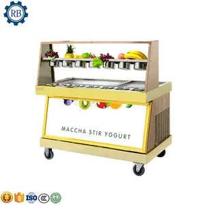 best price mobile stainless steel trolley food cart with frozen yogurt machine for snack processing store