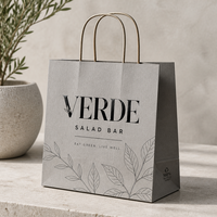 Sac en papier kraft noir de luxe personnalisé avec logo |   Sac de shopping en papier recyclable et écologique avec poignée et dorure à chaud