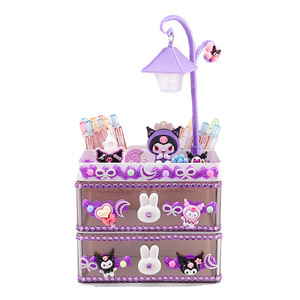 Boîte de rangement multi-niveaux style INS pour stylos et lampes, en plastique carré, mignonne, pour étudiants, organisateur de bureau, kit de bricolage - Product Image 5