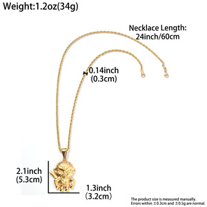 Colgante para Hombre Monkey King Sun Wukong, Personalizable con Grabado, Acero Inoxidable 316L, Chapado en Oro de 18K, Cadena Cubana Gruesa, Estilo Hip Hop - Product Image 6
