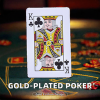 Cartes de poker personnalisées en feuille d'or, en PVC plastique imperméable, lisses, pour cadeaux et jeux de société