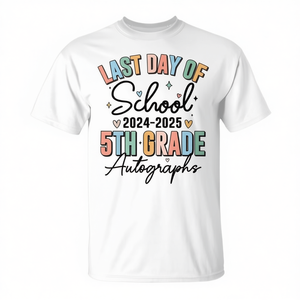 T-shirt avec autographe du dernier jour d'école pour garçons et filles de 5e année 2024-2025 - Product Image 2