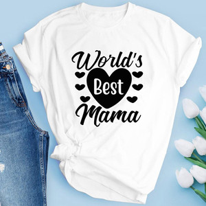 Felice giorno della mamma magliette bianche di cotone nero per le donne - Product Image 6