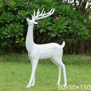 Escultura de Arte Animal de Ciervo con Manchas Blancas de Resina Hecha a Mano, Tamaño Real, para Decoración de Exteriores, Salón, Hotel, Jardín - Product Image 3