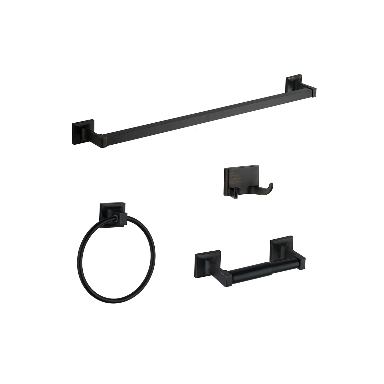 4 pieces Square Bathroom Design Zinc alloy wall mounted Black Bathroom Accessories Set