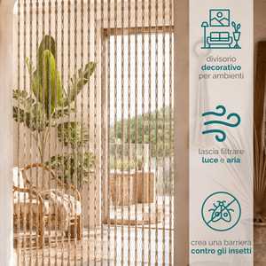 Mosquitera Tejida de Cuerda 120x240cm Beige con Cadenas para Puertas y Ventanas - Product Image 3