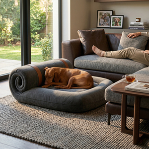 Divano per Animali Domestici di Lusso con Telaio Integrato Anti-Oscillazione a Forma di U in Velluto Grigio Scuro ad Alta Densità, Morbido e Traspirante, Universale per Cani e Gatti - Product Image 4