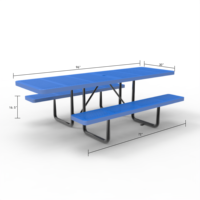 OEM 96 ADA Mobilier d'extérieur moderne en métal perforé bleu, tables et chaises immergées, personnalisable pour parcs, bars et campus