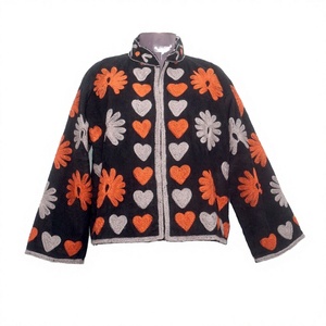 Indian Cotton Embroidery Quilted Jacket Autumn/Winter Women's Long Sleeve Mini Length Eco-Friendly Breathable - Product Image 1