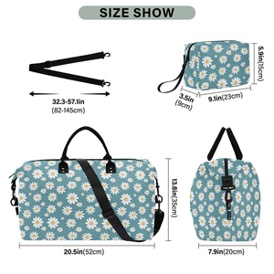 High Quality Daisy Flower Duffel Sports <b>Training</b> Gym <b>Bags</b> Set Custom Print Travel Leisure Fitness Gym <b>Bag</b> and Cosmetic Pouch - Product Image 3