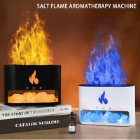 Diffuseur d'arômes humidificateur à flamme 3D en pierre de sel de l'Himalaya avec logo personnalisé de haute qualité, flamme bleue, humidificateur USB