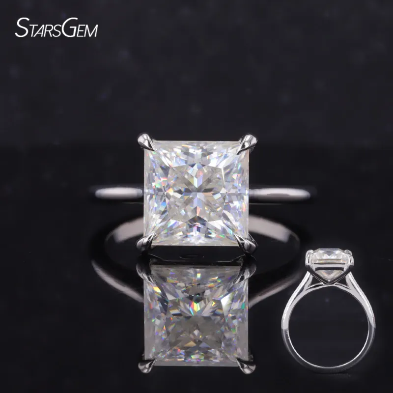 Stars gem Fine Jewelry 14 Karat Gold Ring quadratische Form Prinzessin geschnitten DEF Color Lab Diamond Ring