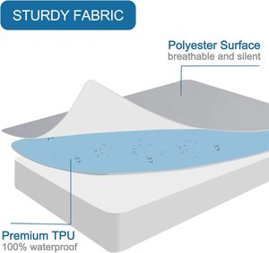 <span class=keywords><strong>Protector</strong></span> de colchón impermeable hipoalergénico Premium para mascotas niños adultos, blanco-suave lavable sin vinilo - Product Image 4