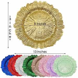 Platos Base de Plástico Dorado Champán de 13 Pulgadas con Textura de Arrecife para Eventos de Catering de Lujo y Decoración de Mesas de Boda - Product Image 1