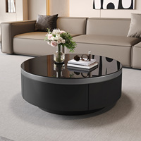 Table basse ronde extensible et convertible de style moderne et contemporain avec plateau en métal et support en acier, meubles de salon