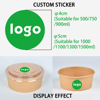 SenAng05 Prêt à expédier, bol en papier kraft rond de 500 ml avec couvercle en PET et couvercle en papier, boîte à lunch, revêtement PE, compatible micro-ondes