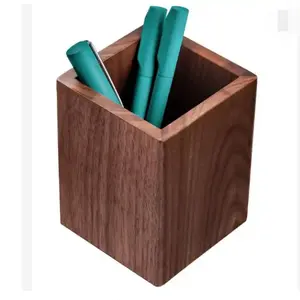 Multifunction wood Pen Holder for Desk Premium Walnut Pencil Holder Cup Makeup Brush Holder Desktop Accessories Workspace