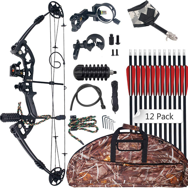 Source Composite Pulley Bow and Arrow Set M125 TZ-FHG-ZJX-1688-A China Outdoor Archery Equipment 30-60 Pounds Feather Fletching