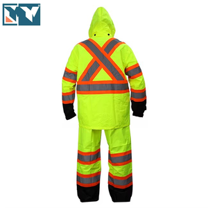 Traje Impermeable de Alta Visibilidad, Chaqueta y Pantalón de Poliéster Oxford <span class=keywords><strong>para</strong></span> Trabajo de Construcción - Product Image 4
