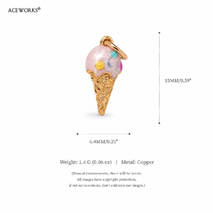 Galería de Artículos Originales |   Dijes de Cono de Helado de Latón Chapado en Oro de 18K con Esmalte, Colgantes Coloridos de Postres para Fabricación de Joyas - Product Image 5