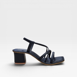 Stylish Dark Navy Black Open Toe Block Heel <b>Sandals</b> Crisscross Strappy Slingback Casual Party Footwear for Women - Product Image 3