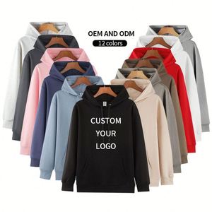 Sweat-shirts à capuche unisexe en coton épais noir, coupe classique, personnalisables, vierges, pour l'hiver, brodés - Product Image 1