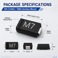Diode redresseuse en silicium M7 1N4007 SMD, simple, 1A 1000V, montage en surface DO-214AC