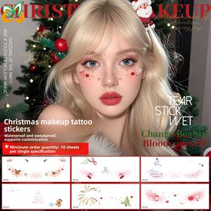 Fonte transfrontaliera di natale trucco temporaneo cartone animato adesivi per feste festa decorazione ballo <span class=keywords><strong>divertente</strong></span> <span class=keywords><strong>tatuaggio</strong></span> creativo - Product Image 3