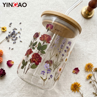 Autocollants en PET personnalisés, fleurs vintage, imperméables, autocollants transparents botaniques floraux pour journalisation, bouteille d'eau