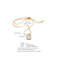 Collier pendentif carré en acier inoxydable plaqué or JINYOU 5753 avec zirconium cubique, bijoux minimalistes
