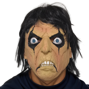 Masque d'Halloween en latex effrayant pour le visage entier avec cheveux sauvages, expression féroce, taches de larmes noires - Accessoire de fête tendance - Product Image 2