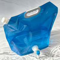 Sac à eau en PET réutilisable et durable avec impression personnalisée, poignée longue, portable, conteneur de rangement suspendu pour camping, randonnée, extérieur