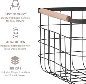 Paniers de rangement de jouets pour chiens en métal en forme de cercle avec poignée en <span class=keywords><strong>bois</strong></span> pour animaux de compagnie - Product Image 4