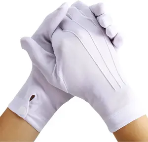 Men Women Band Costume White Stitched Formal Tuxedo Dress Parade Inspection polyester Cotton Etiquette Jewelry Gloves