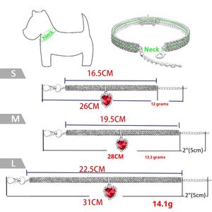 개인 맞춤형 물방울 모양 라인스톤 프린트 장식 친환경 금속 강아지 목걸이 버튼 잠금 소형견용 애완동물 장신구 - Product Image 5