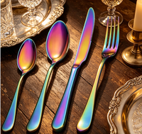 Ensemble de couverts de luxe en acier inoxydable plaqué or, 24 pièces, finition miroir, couteau, fourchette, cuillère avec boîte pour mariages, restaurants