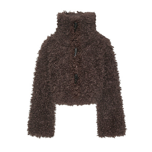 Cappotto Sherpa ecologico da donna con fibbia in corno con risvolto grande Cardigan in <span class=keywords><strong>camoscio</strong></span> - Product Image 2