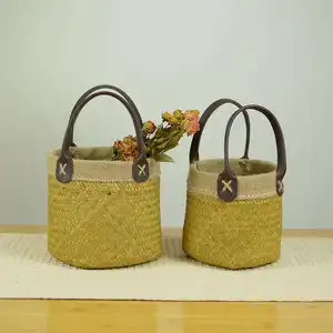 热卖小编织篮大花盆装饰储物便携编织柳条花篮园艺