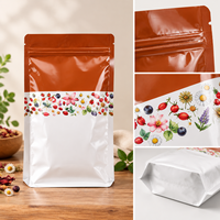 Sachets d'emballage pour thé à fond plat avec fermeture éclair, scellage huit côtés, imprimés sur mesure pour thé en vrac chinois, bien-être, aliments pour animaux de compagnie