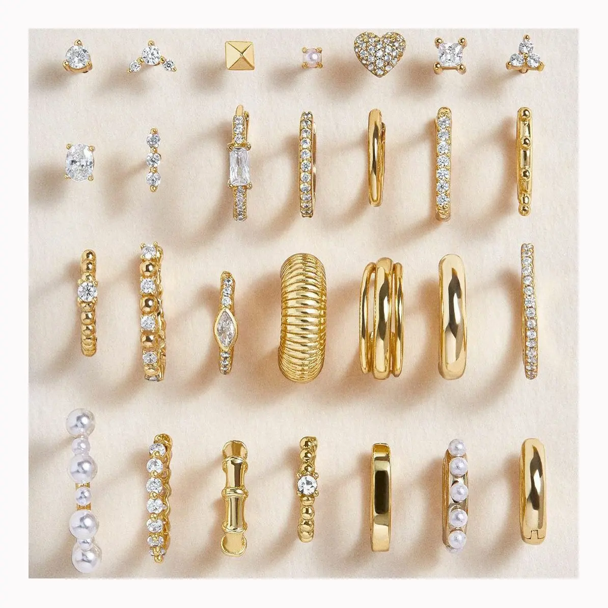 Custom Wholesale 925 Sterling Silver Gold Plated Designer Dainty Trend 2024 Ladies Fashion Fine Jewelry Hoop Earrings Set Women