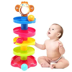 Tour tourbillonnante de rouleau de goutte de pile de 5 couches pour le développement de bébé et d'enfant en bas âge jouets éducatifs avec 3 boules colorées d'activité de rotation