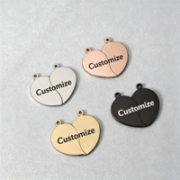 Pendentif cœur fendu personnalisé Ywyougang, breloque cœur vierge en acier inoxydable gravable pour la fabrication de bijoux et colliers