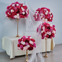 40CM Kunstbloemenbol Bloemstuk Fuchsia Rood Heet Roze Bruiloft Tafel Bloemdecoratie