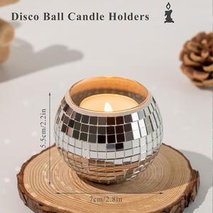 حامل شموع على شكل كرة ديسكو، حامل شموع زجاجي عاكس، زينة مركزية على شكل كرة ديسكو، مقابض لشموع الشاي لتزيين حفلات الزفاف وأعياد الميلاد - Product Image 2