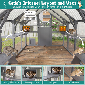 Extra Large Catio Outdoor <strong>Cat</strong> Enclosure Walk-in Pet House <strong>for</strong> Multiple <strong>Cats</strong> <strong>Run</strong> Cage Bridges PVC Roof Weatherproof Insulated All - Product Image 4