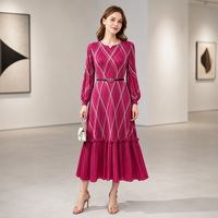 Robe longue plissée Miyake élégante à carreaux pour femme, avec ourlet à volants, collection automne, directement de l'usine, mode rapide